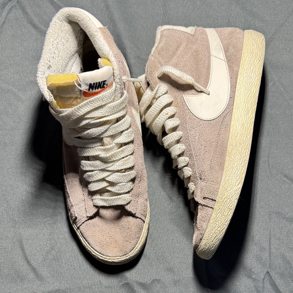 Nike Women's Suede Sneakers - Beige and Off-White